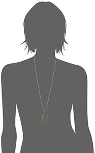 1928 Jewelry Womens Gold-Tone Semi-Precious Aventurine Square Eyeglass/Badge Holder Pendant Enhancer, Green, 30
