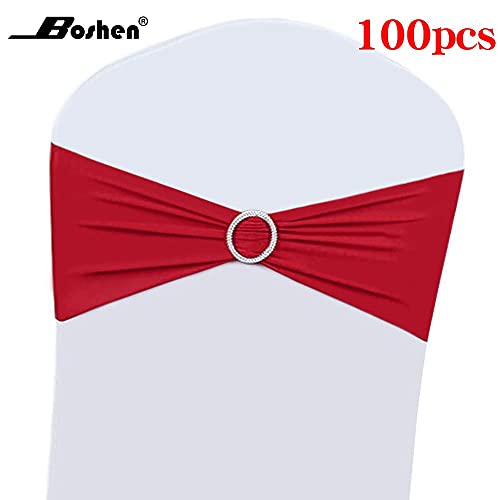 Load image into Gallery viewer, 100PCS Wedding Chair Decorations Stretch Chair Bows and Sashes for Party Ceremony Reception Banquet Spandex Chair Covers slipcovers (100, Red)