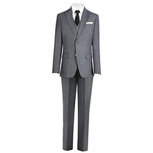 Load image into Gallery viewer, Marvelous World Boys' Suits Slim Fit 5 Pieces Adjustable Waist Boys Formal Suit Set Dark Gray Size 8
