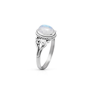 Koral Jewelry Moonstone Small Ethnic Ring 925 Sterling Silver Tribal Gipsy Boho US Size 6 7 8 (6)