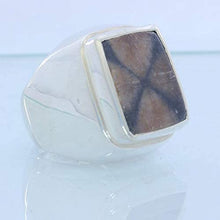 Load image into Gallery viewer, Chiastolite Cross Trapiche Andalusite Handmade Sterling Gents Mens Ring sz 10.5
