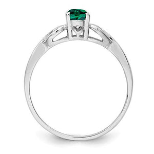 925 Sterling Silver Created Green Emerald Band Ring Size 8.00 Birthstone May Gemstone Fine Jewelry For Women Gifts For Her