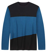 Load image into Gallery viewer, FRTCV Men's Casual Stitching Tops Shirts Slim Fit Crew Neck Long Sleeve Athletic Basic Cotton T-Shirt DZ804301 Blue US M
