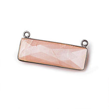 Load image into Gallery viewer, 31x11mm Black Gold Bezel Peach Moonstone Bar 2 Ring Connector East West 1 Piece
