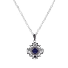 Load image into Gallery viewer, NOVICA Sodalite .925 Sterling Silver Pendant Necklace, 17.25" 'Blue Mountain Chakana'

