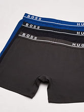 Load image into Gallery viewer, BOSS Hugo Men's 3-Pack Cotton Boxer Brief, True Blue/Sky Captain/Forged Iron, XXL
