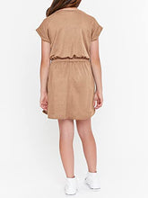 Load image into Gallery viewer, FISACE Girls Kids Dress Short Sleeve Bow Tie Button Down Casual Dresses Summer Slim Waist Tops Khaki
