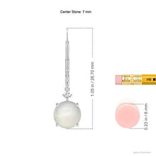 Load image into Gallery viewer, June Birthstone - Solitaire Moonstone Dangle Earrings in 14K White Gold (7mm Moonstone)
