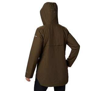 Columbia Women's Here and There Insulated Trench Jacket, Waterproof & Breathable, X-Large, Olive Green Lattice Emboss