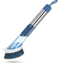 Load image into Gallery viewer, NileHome Dish Brush with Soap Dispenser Kitchen Dish Scrub Brush with Replaceable PP Brush Head Soap Dispensing Dish Brush with Stainless Steel Handle Kitchen Brushes for Dishes, Pots
