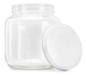 Clear Half Gallon Wide-mouth Glass Jars (2-Pack), 64-Ounce / 2-Quart Capacity with Metal Lids, BPA-Free