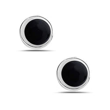 Load image into Gallery viewer, Solid Sterling Silver Round Red Coral or Black Onyx Minimalist Stud Earrings 4mm – Hypoallergenic Jewelry
