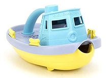 Load image into Gallery viewer, Green Toys Tugboat, Grey/Yellow/Turquoise Assorted - Pretend Play, Motor Skills, Kids Bath Toy Floating Pouring Vehicle. No BPA, phthalates, PVC. Dishwasher Safe, Recycled Plastic, Made in USA.

