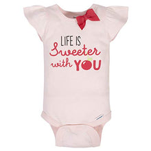 Load image into Gallery viewer, Gerber Baby Girls 4-Pack Short Sleeve Onesies Bodysuits, Pink Cherry, 6-9 Months
