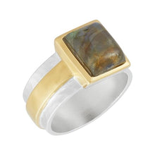 Load image into Gallery viewer, Silpada 'Clear Minds' Sterling Silver 18K Yellow Gold Plating Labradorite Ring, Size 10, Size 10
