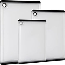 Load image into Gallery viewer, Kikcoin Plastic Cutting Boards, 3 Pieces Large Chopping Boards for Kitchen Cutting Board Set with Juice Groove and Silicon Handle
