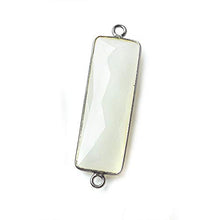 Load image into Gallery viewer, 31x11mm Black Gold Bezel White Moonstone Bar 2 Ring Connector North South 1 Piece
