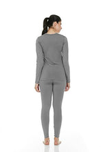 Load image into Gallery viewer, Thermajane Women&#39;s Ultra Soft Thermal Underwear Long Johns Set with Fleece Lined (Large, Grey)
