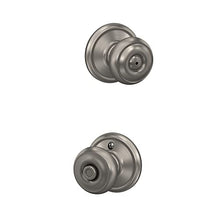 Load image into Gallery viewer, Schlage F40 GEO 619 Georgian Door Knob, Bed &amp; Bath Privacy Lock, Satin Nickel
