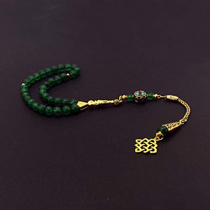 -Orient Collection-Prayer Beads-Worry Beads-Tesbih-Tasbih-Tasbeeh-Misbaha-Masbaha-Subha-Rosary (Green Jade Stone (8 mm-33 Beads))