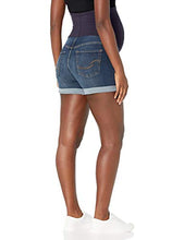 Load image into Gallery viewer, Signature by Levi Strauss &amp; Co. Gold Label Women&#39;s Maternity Mid-Rise Shortie Shorts, Blue Laguna-Waterless, Large
