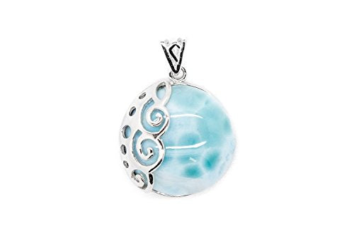 AZIEL Larimar Gemstones with 925 Sterling Silver Pendant Hand Made for Women