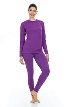 Load image into Gallery viewer, Thermajane Long Johns Thermal Underwear for Women Fleece Lined Base Layer Pajama Set Cold Weather (Large, Purple)

