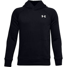 Load image into Gallery viewer, Under Armour Boys' Rival Cotton Hoodie , Black (001)/White , Youth Large

