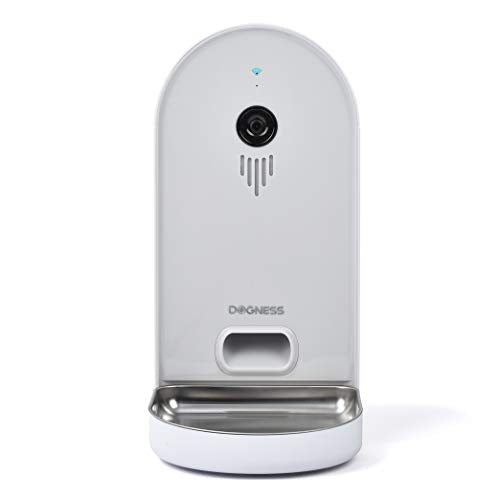 DOGNESS Automatic WiFi Dog/Cat Smart Camera Feeder - 6.5Lbs Large Capacity App Control Food Dispenser with WiFi, Portion Control, Voice Recording, Camera, Timer Programmable (Grey)