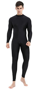 Speerise Mens Turtleneck Spandex Long Sleeve Unitard Bodysuit Dancewear, Black, XXL