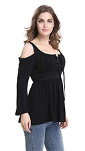 Load image into Gallery viewer, Mooncolour Womens 3/4 Sleeve Hollow Out Casual Loose Solid Blouse Tops  0705_black US Large
