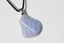 Load image into Gallery viewer, Pretty Blue Lace Agate Stone on a Leather Cord Necklace
