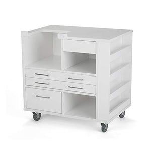 Arrow 9301B Ava Embroidery Multi-Needle Sewing Cabinet for Brother and Baby Lock, Portable with Wheels, White Finish