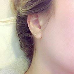 14k REAL White Gold 1.5mm Thickness Huggie Earrings (8 x 8 mm)