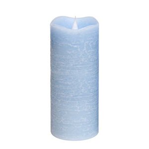SIMPLUX Moving Flame Led Timer Battery Operated Pillar Real Wax Flameless Candle, 3x7 inches, Blue