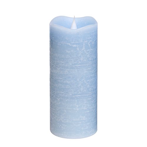 SIMPLUX Moving Flame Led Timer Battery Operated Pillar Real Wax Flameless Candle, 3x7 inches, Blue