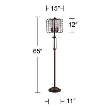 Load image into Gallery viewer, Industrial Floor Lamp Rustic Bronze Open Metal Cage 3-Light Antique LED Edison Bulbs Dimmable for Living Room Bedroom - Franklin Iron Works
