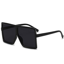 Load image into Gallery viewer, GRFISIA Square Oversized Sunglasses for Women Men Flat Top Fashion Shades (black frame/gray lens, 2.56)
