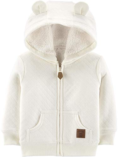 Simple Joys by Carter's Baby Neutral Hooded Sweater Jacket with Sherpa Lining, Oatmeal, 6-9 Months