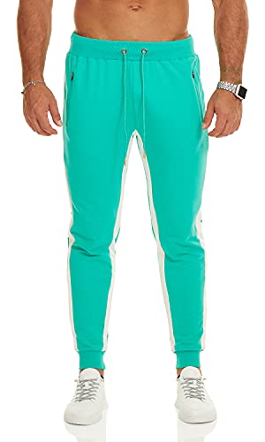 OuBER Men's Gym Jogger Pants Slim Fit Workout Running Sweatpants with Zipper Pockets (Small, Mint Green)