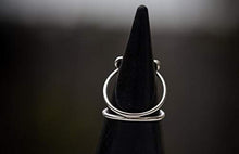 Load image into Gallery viewer, Moonstone Silver Ring, 925 Sterling Silver and Three Moonstone Light Blue Gemstones Ring for Women, Triple Moonstone and Real Silver Boho Chic Statement Ring, Bohemian Gift Idea, Handmade by Lilyom.
