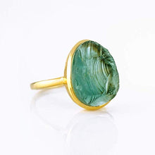 Load image into Gallery viewer, Rough Green Tourmaline Ring, Bezel Set Ring, Vermeil Gold or Sterling Silver
