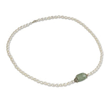 Load image into Gallery viewer, NOVICA Cultured Freshwater Pearl and Jade Pendant Necklace with Sterling Silver, Touch of Life'
