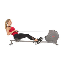 Load image into Gallery viewer, Sunny Health &amp; Fitness Compact Folding Magnetic Rowing Machine with LCD Monitor, Bottle Holder, 43 Inch Slide Rail, 285 LB Max Weight - Synergy Power Motion - SF-RW5801, Silver
