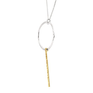 Silpada 'Intermix' Open Circle & Bar Pendant Necklace in Sterling Silver & Brass