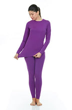 Load image into Gallery viewer, Thermajane Long Johns Thermal Underwear for Women Fleece Lined Base Layer Pajama Set Cold Weather (Large, Purple)

