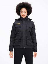 Load image into Gallery viewer, Women&#39;s Mountain Waterproof Ski Jacket Windproof Rain Snowboarding Jackets Winter Fleece Warm Snow Hooded Coat (Black, XL)
