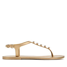 Load image into Gallery viewer, Katy Perry Women's The Geli-T Strap Flat Sandal, Pearl/New Gold, 8
