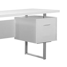 Load image into Gallery viewer, Monarch Specialties White Hollow-Core/Silver Metal Office Desk, 60-Inch
