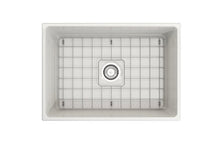 Load image into Gallery viewer, BOCCHI 1356-001-0120 Contempo Apron Front Fireclay 27 in. Single Bowl Kitchen Sink with Protective Bottom Grid and Strainer in White
